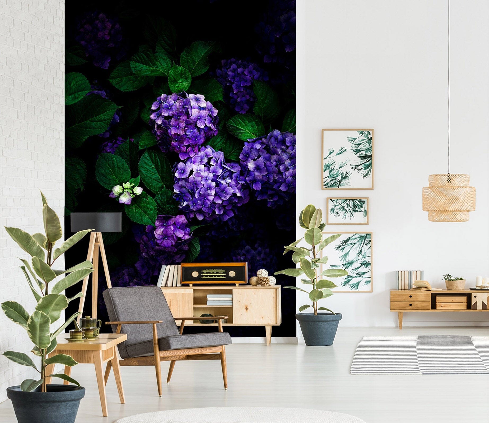 3D Purple hHydrangea 1302 Noirblanc777 Wall Mural Wall Murals Wallpaper AJ Wallpaper 2 