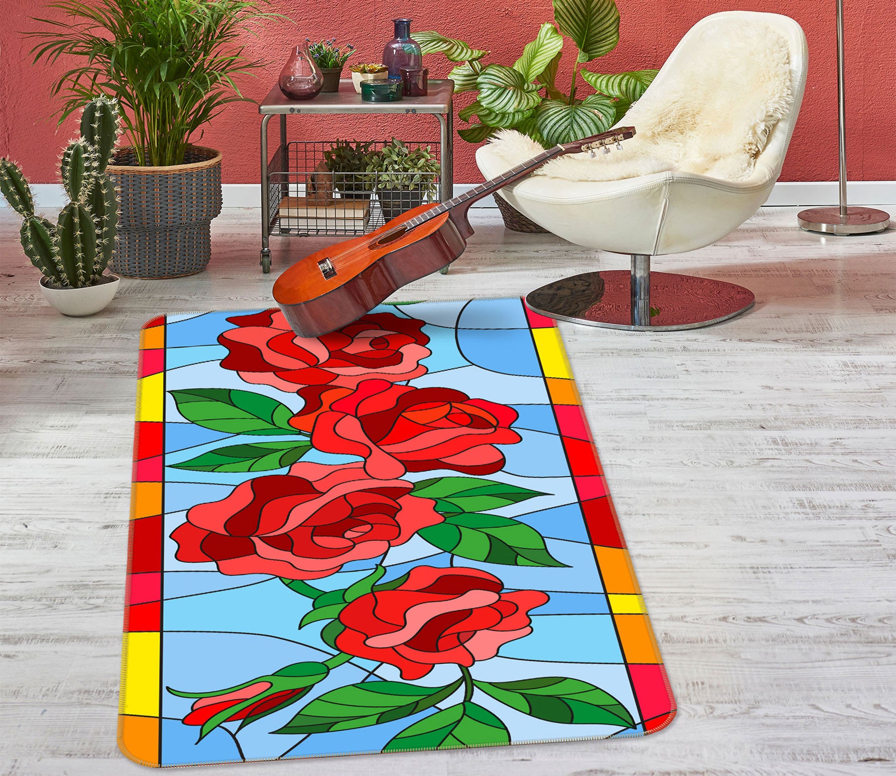 3D Rose Flower 33090 Non Slip Rug Mat