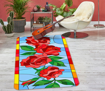 3D Rose Flower 33090 Non Slip Rug Mat