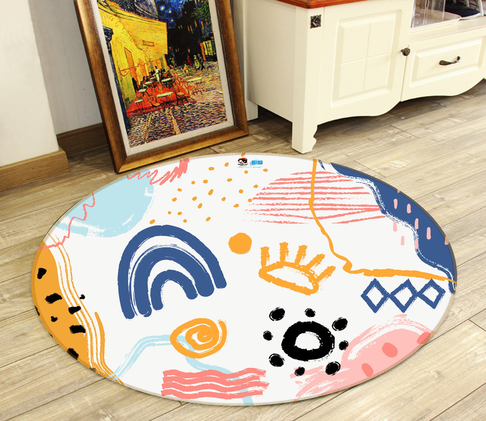 3D Weather Pattern 81249 Round Non Slip Rug Mat