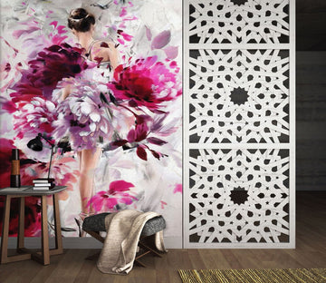 3D Peony Dress Woman 104 Wall Murals Wallpaper AJ Wallpaper 2 