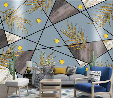 3D Golden Leaves 1820 Wall Murals Wallpaper AJ Wallpaper 2 