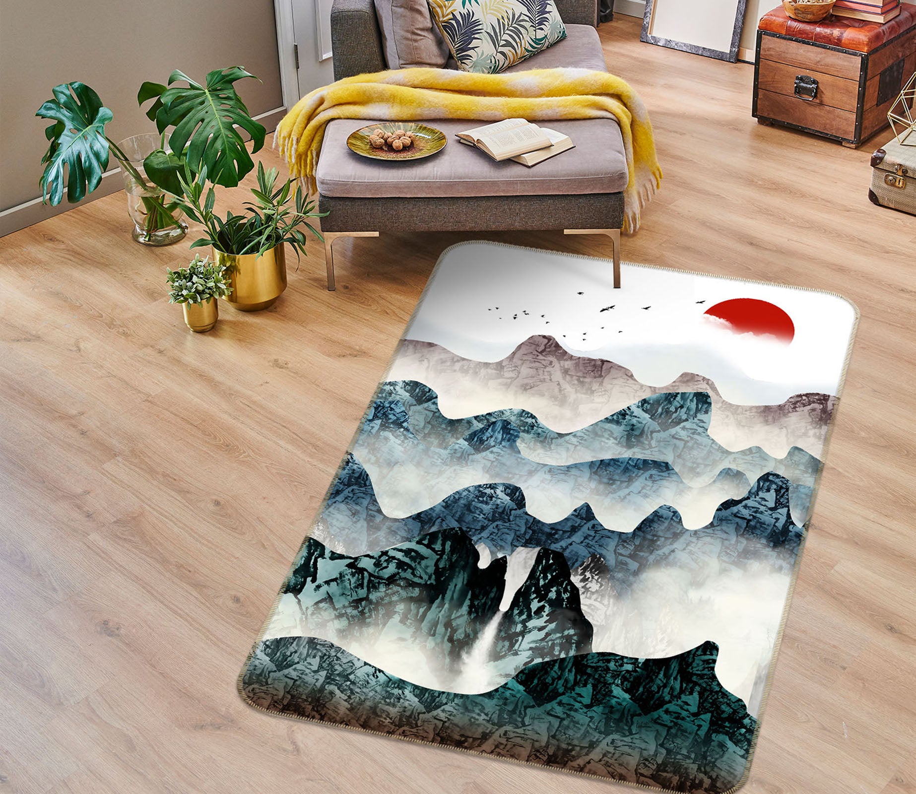 3D Mountains 27149 Non Slip Rug Mat