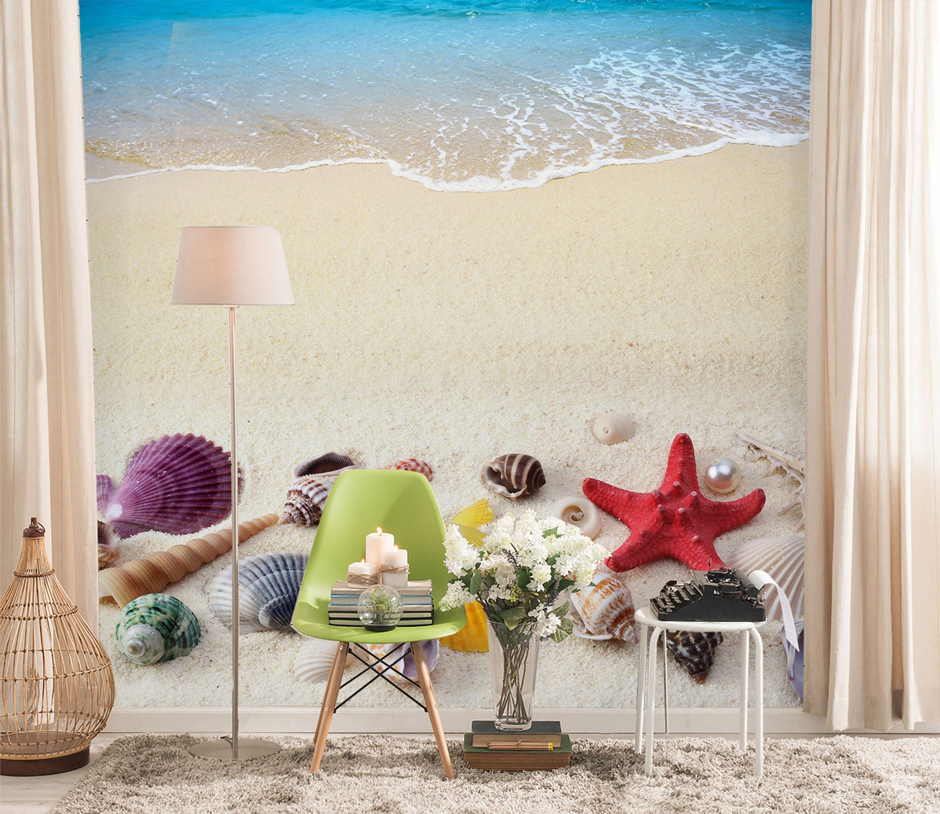 3D Beach Starfish Shell 58195 Wall Murals