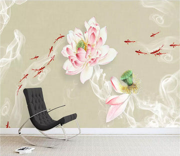 3D Goldfish Lotus 1555 Wall Murals Wallpaper AJ Wallpaper 2 