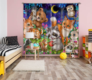 3D Cartoon Animals 9101 Kayomi Harai Curtain Curtains Drapes