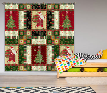 3D Santa Claus Tree 52047 Christmas Curtains Drapes Xmas