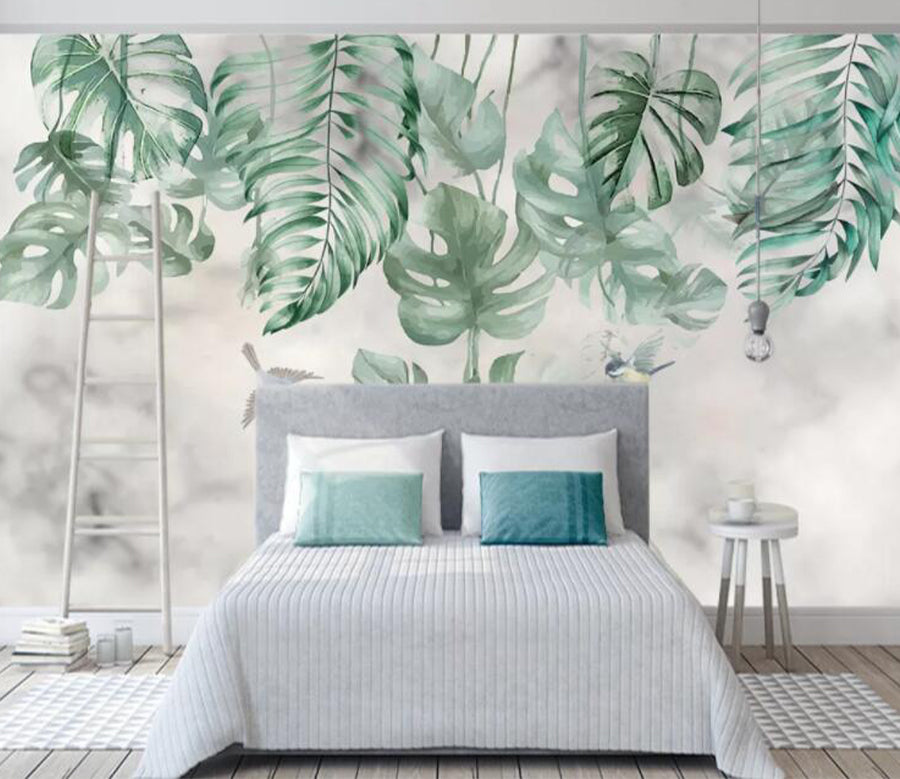 3D Bird Leaf WC2587 Wall Murals