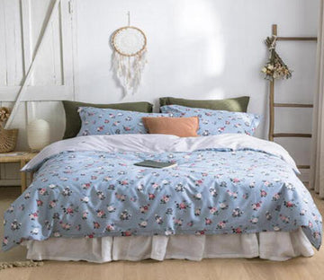 3D Light Blue Flower 13173 Bed Pillowcases Quilt