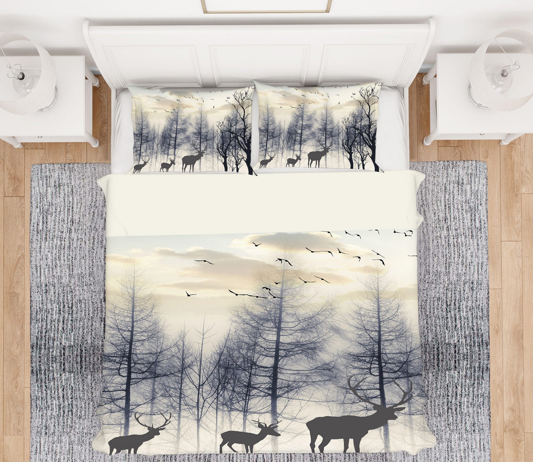 3D Tree Deer 12082 Bed Pillowcases Quilt