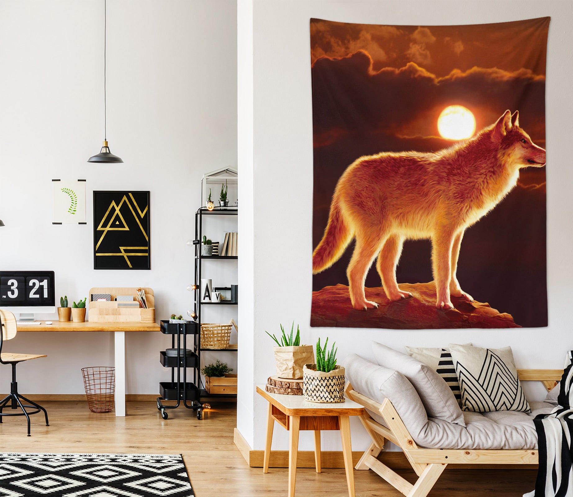 3D Sunset Wolf 11736 Vincent Tapestry Hanging Cloth Hang