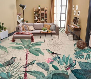 3D Tree Leaves Bird 10047 Andrea Haase Floor Mural
