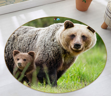 3D Brown Bear 75034 Round Non Slip Rug Mat