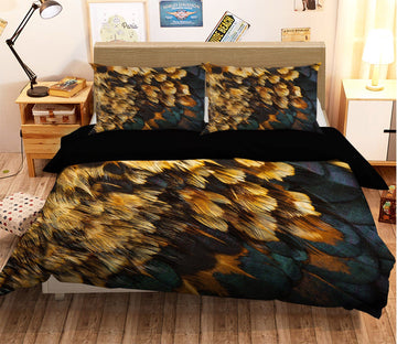 3D Graffiti Orange Feather 011 Bed Pillowcases Quilt Wallpaper AJ Wallpaper 