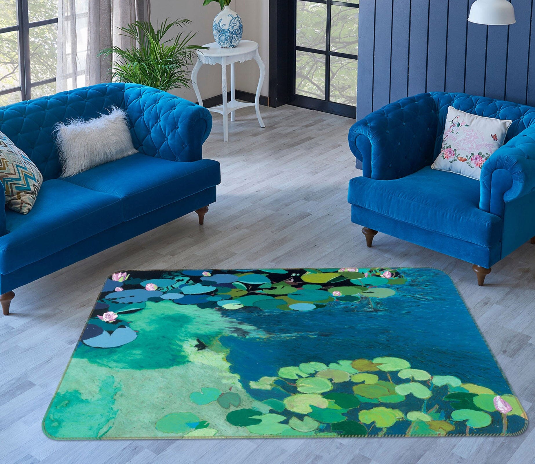3D Summer Lotus Pond 1087 Allan P. Friedlander Rug Non Slip Rug Mat Mat AJ Creativity Home 