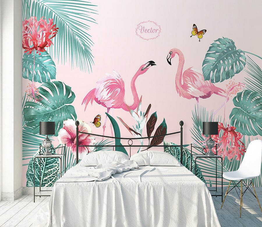 3D Pink Flamingo WG128 Wall Murals Wallpaper AJ Wallpaper 2 