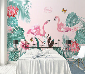 3D Pink Flamingo WG128 Wall Murals Wallpaper AJ Wallpaper 2 