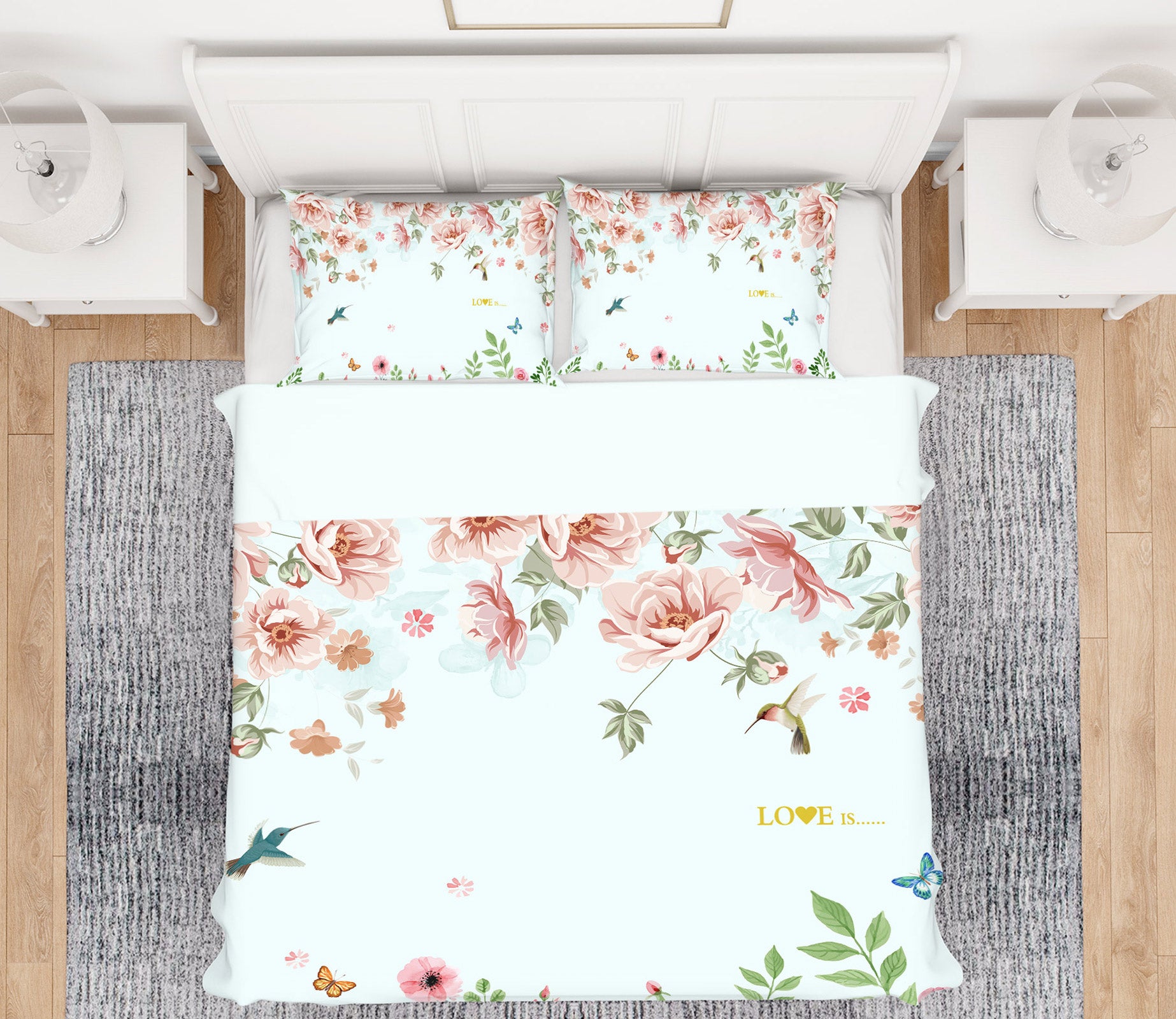 3D Flowers Bird 13021 Bed Pillowcases Quilt