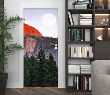 3D Moon Red Mountain Forest 122161 Marco Carmassi Door Mural