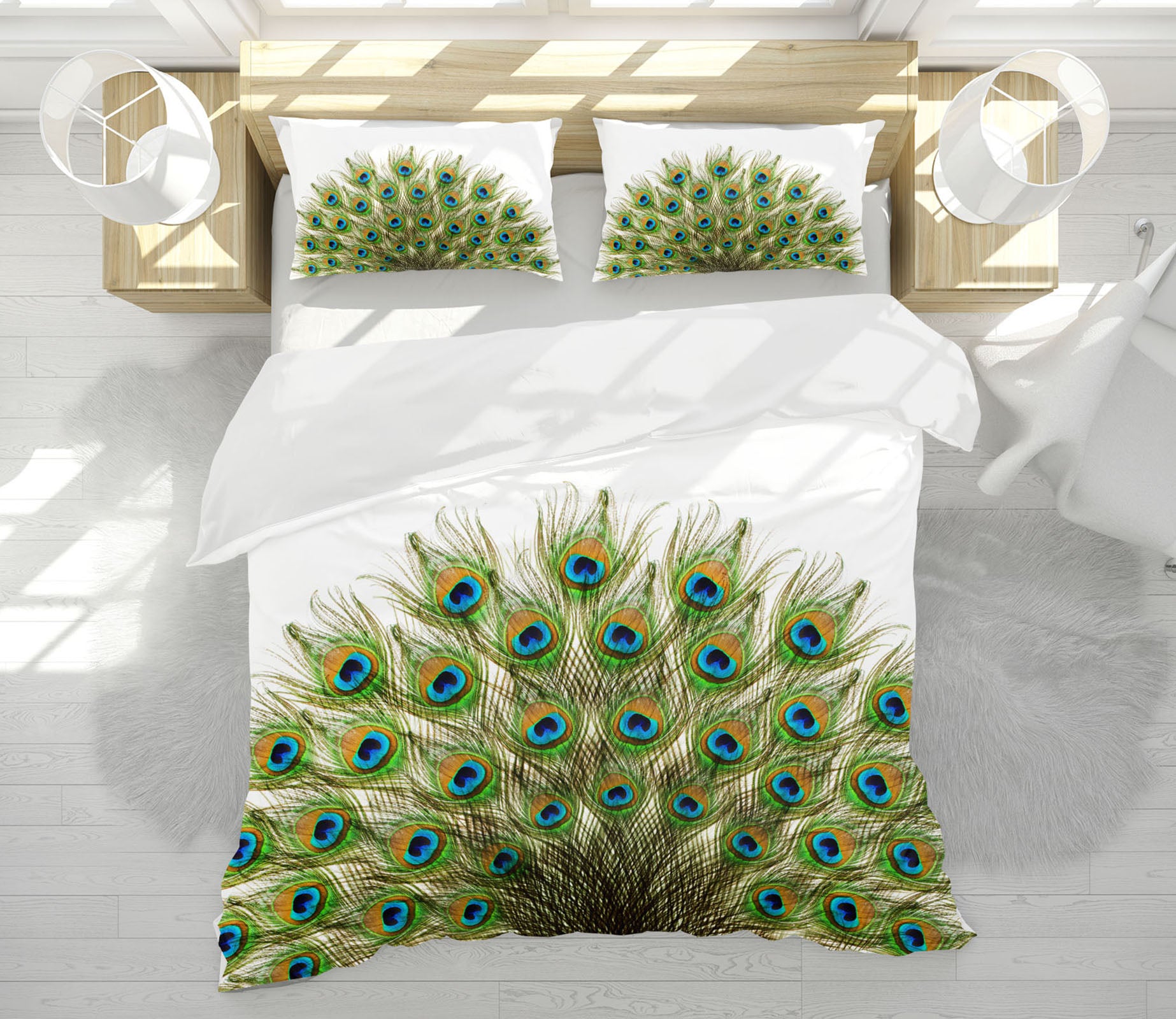3D Peacock Feather 14229 Bed Pillowcases Quilt