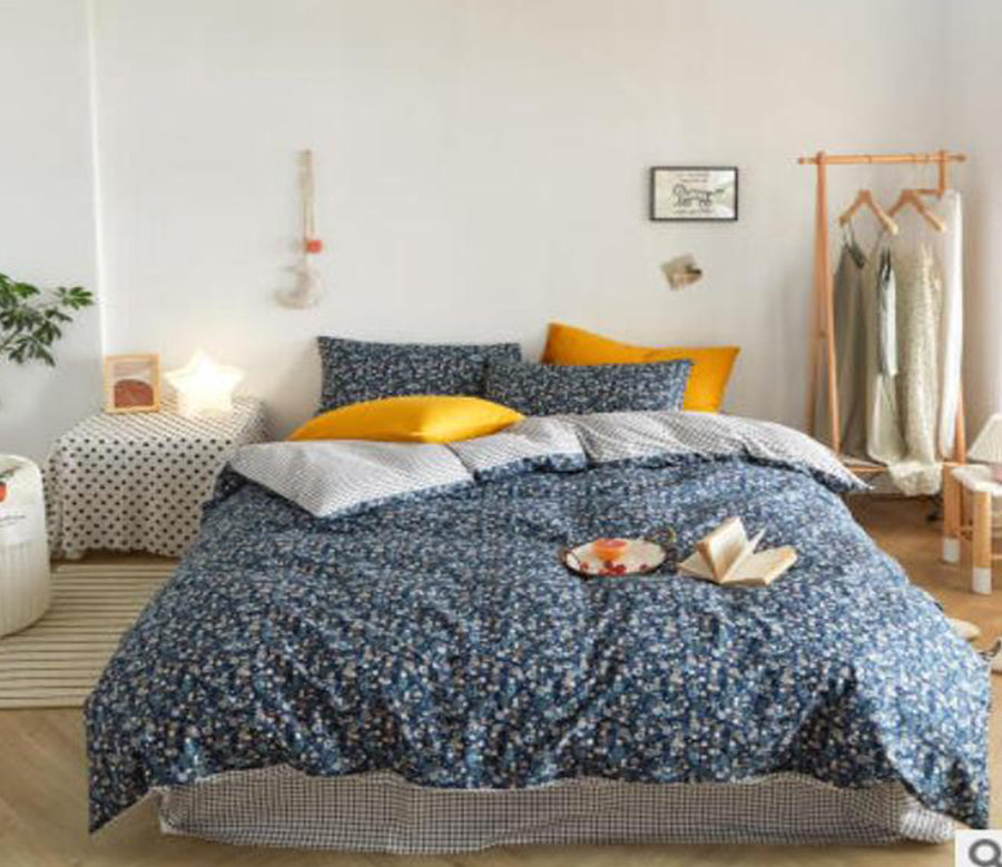 3D Dark Blue Foral 50071 Bed Pillowcases Quilt