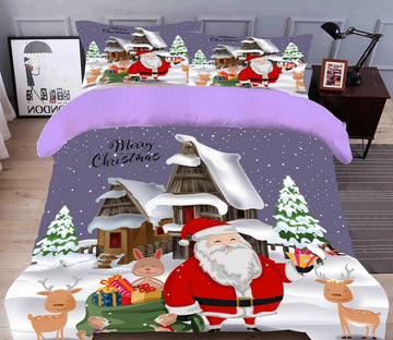 3D Snow Santa Claus 45186 Christmas Quilt Duvet Cover Xmas Bed Pillowcases