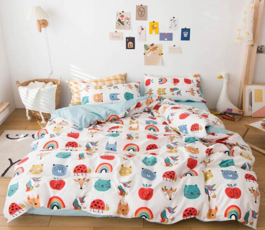 3D Rainbow Apple Cat 5024 Bed Pillowcases Quilt