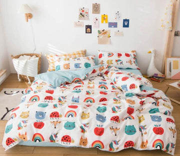 3D Rainbow Apple Cat 5024 Bed Pillowcases Quilt