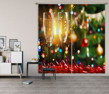 3D Wine Glass 52094 Christmas Curtains Drapes Xmas