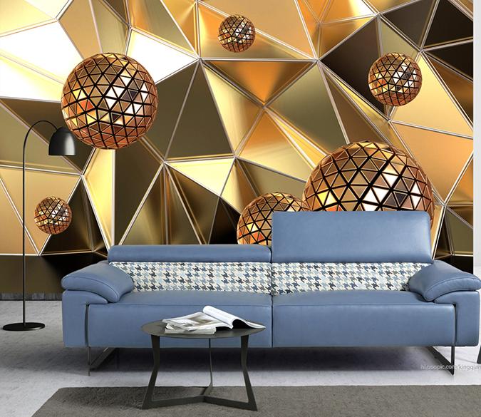 3D Golden Ball 86 Wall Murals Wallpaper AJ Wallpaper 2 
