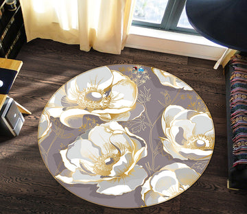 3D Flowers 64157 Round Non Slip Rug Mat