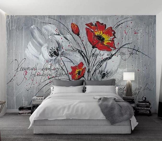 3D Red Flower 1243 Wall Murals Wallpaper AJ Wallpaper 2 