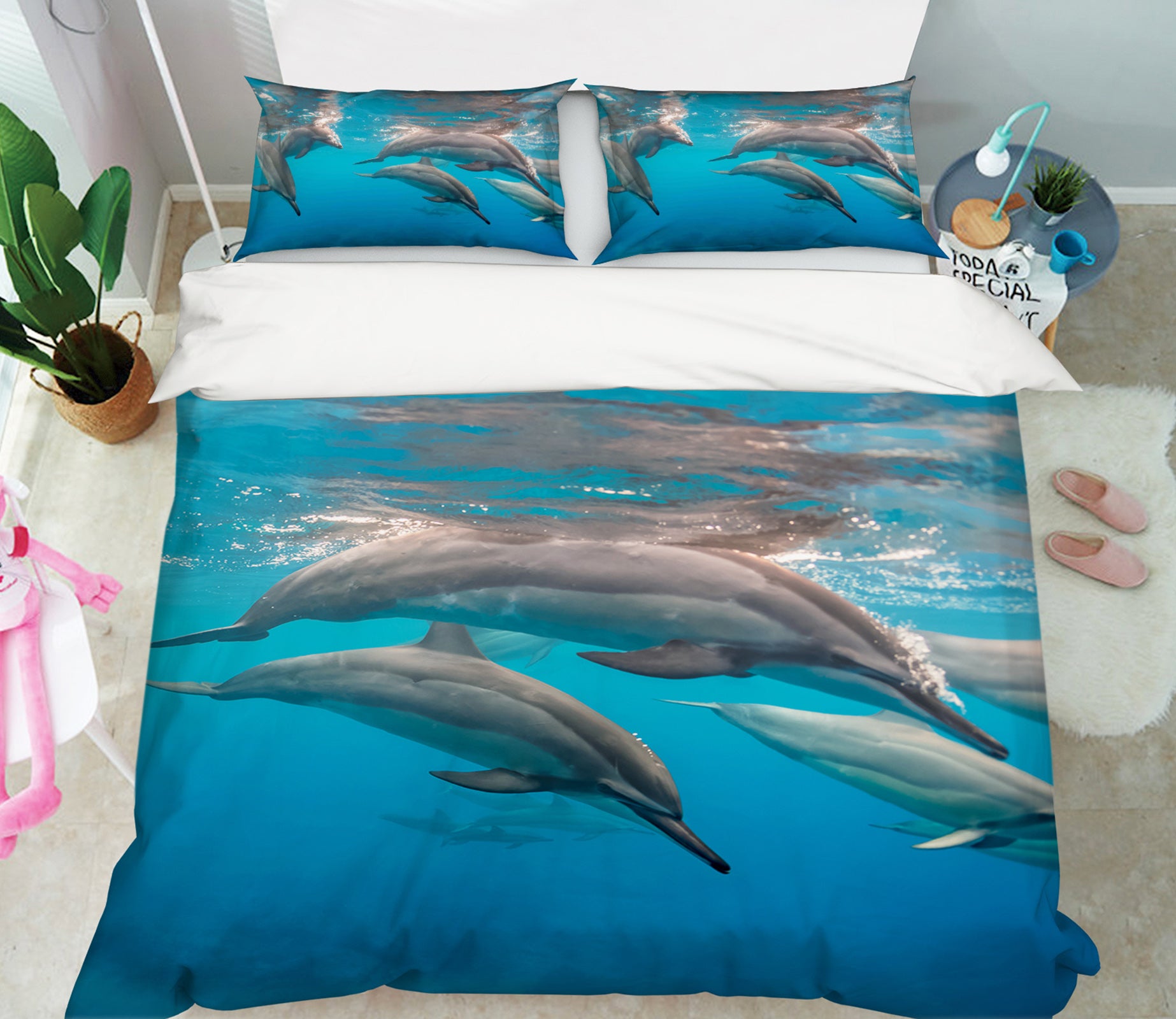 3D Dolphin 21037 Bed Pillowcases Quilt