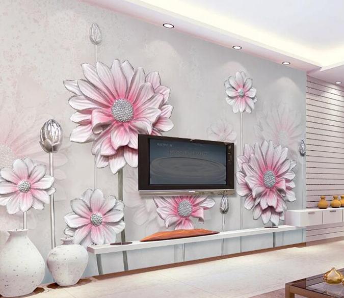 3D Pink Flowers 1128 Wall Murals Wallpaper AJ Wallpaper 2 