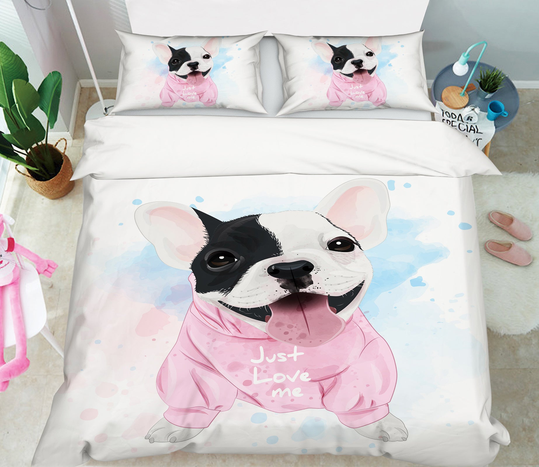 3D Bulldog 58210 Bed Pillowcases Quilt