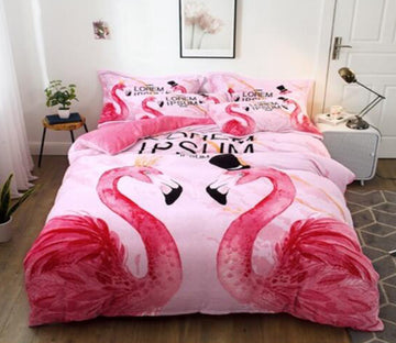 3D Pink Flamingo 18025 Bed Pillowcases Quilt