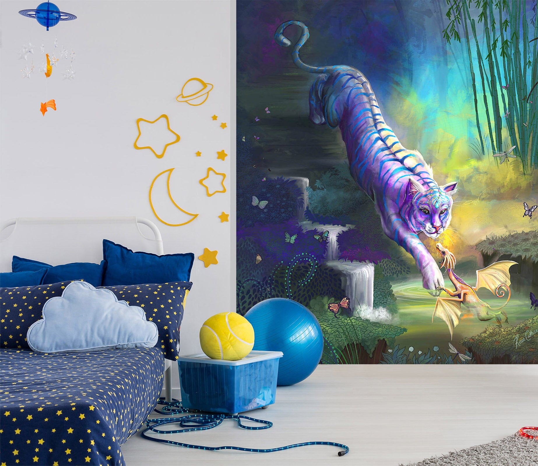 3D White Tiger 1416 Rose Catherine Khan Wall Mural Wall Murals Wallpaper AJ Wallpaper 2 