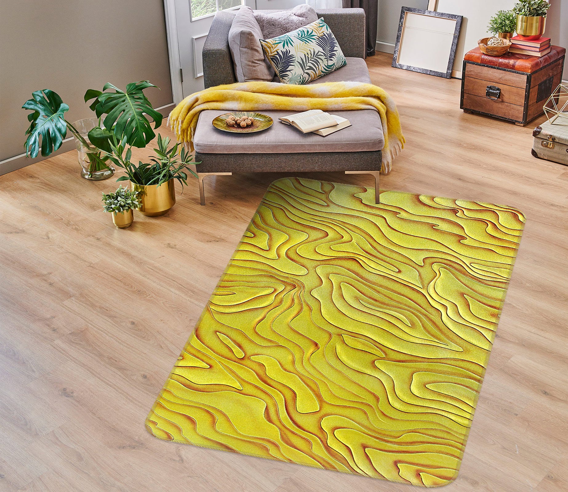 3D Golden Pattern 76193 Non Slip Rug Mat