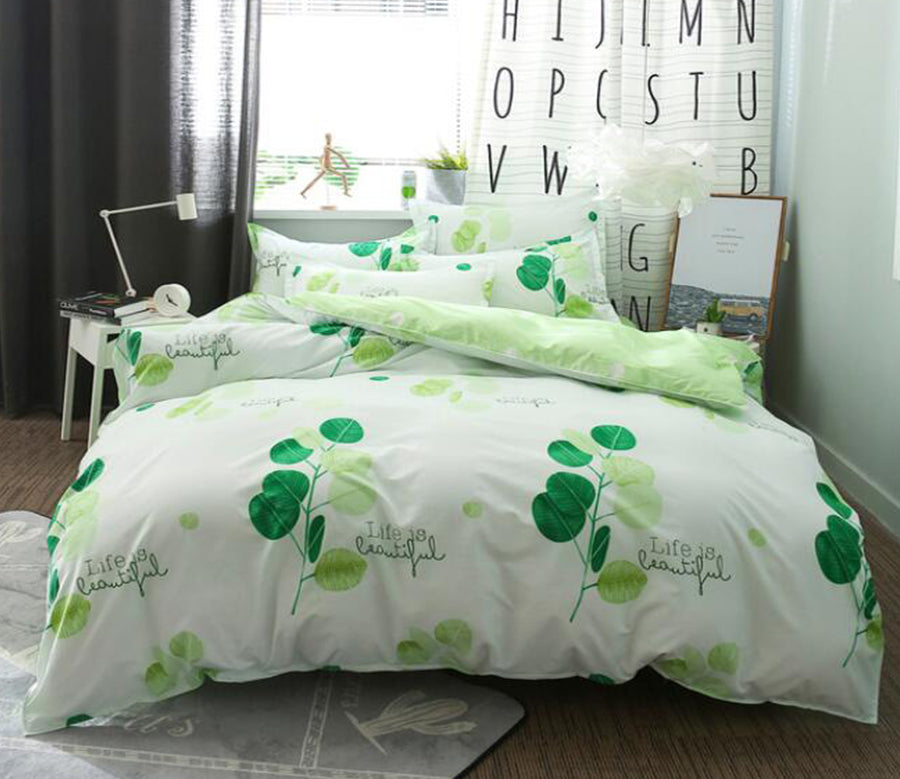3D Turquoise Leaves 13100 Bed Pillowcases Quilt