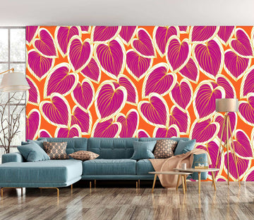 3D Pink Heart Flowers 12042 Kashmira Jayaprakash Wall Mural Wall Murals