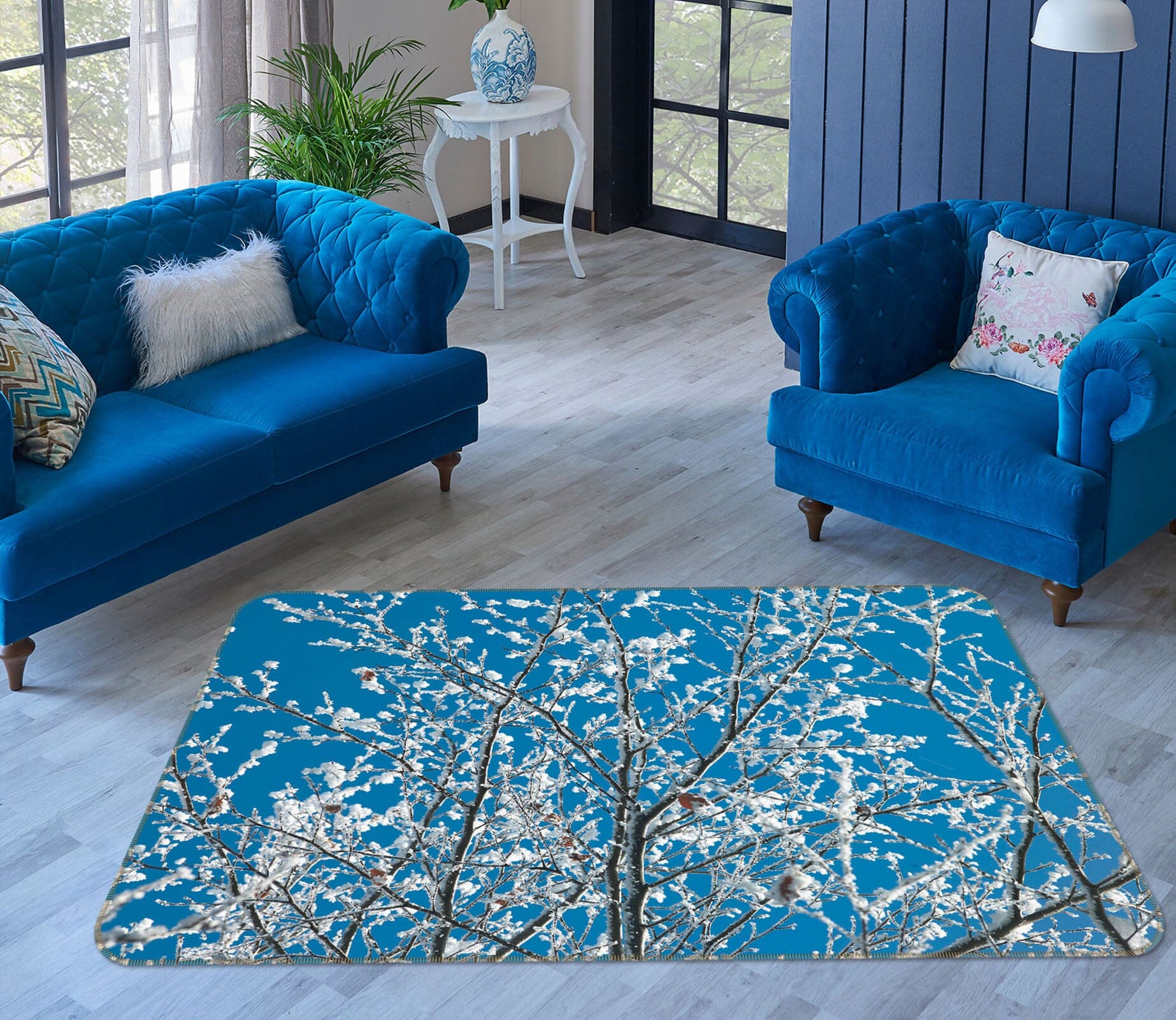 3D Snowflake Tree 3007 Assaf Frank Rug Non Slip Rug Mat Mat AJ Creativity Home 