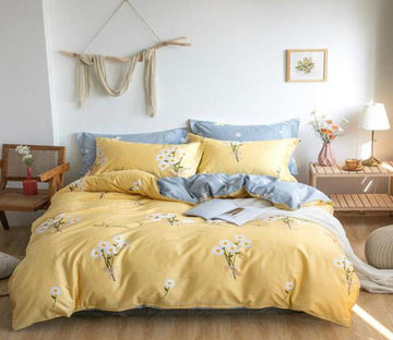 3D Small White Flowers On Yellow Background 4130 Bed Pillowcases Quilt