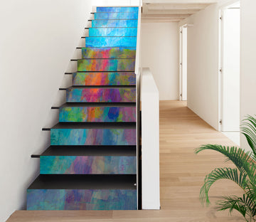 3D Colorful Paint Pattern 9464 Michael Tienhaara Stair Risers