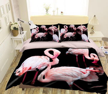 3D Pink Flamingo 1985 Bed Pillowcases Quilt Quiet Covers AJ Creativity Home 