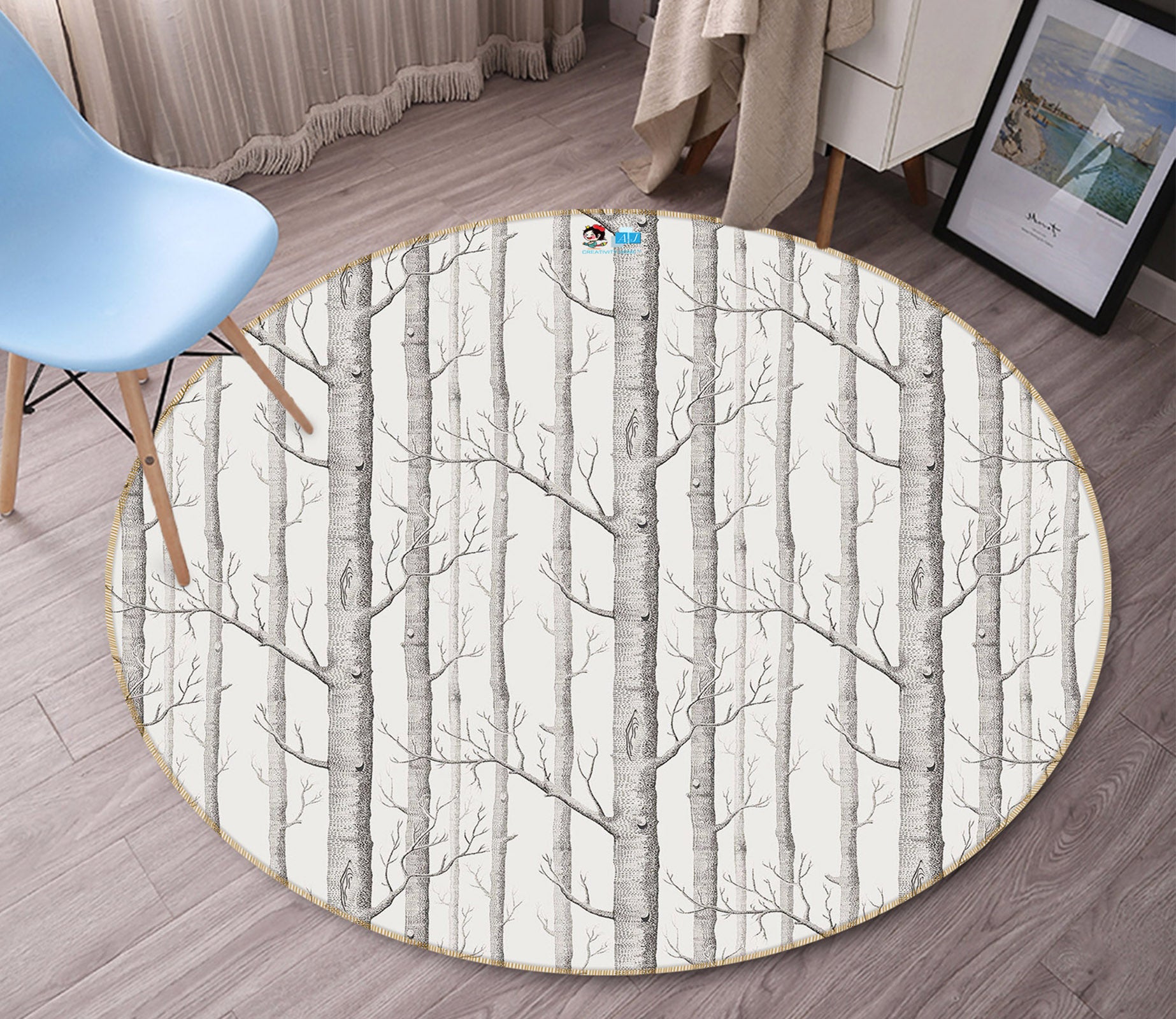 3D Forest 74067 Round Non Slip Rug Mat