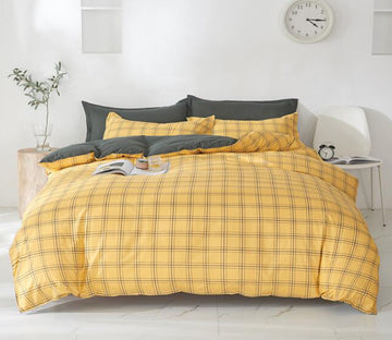 3D Yellow Grid 13146 Bed Pillowcases Quilt