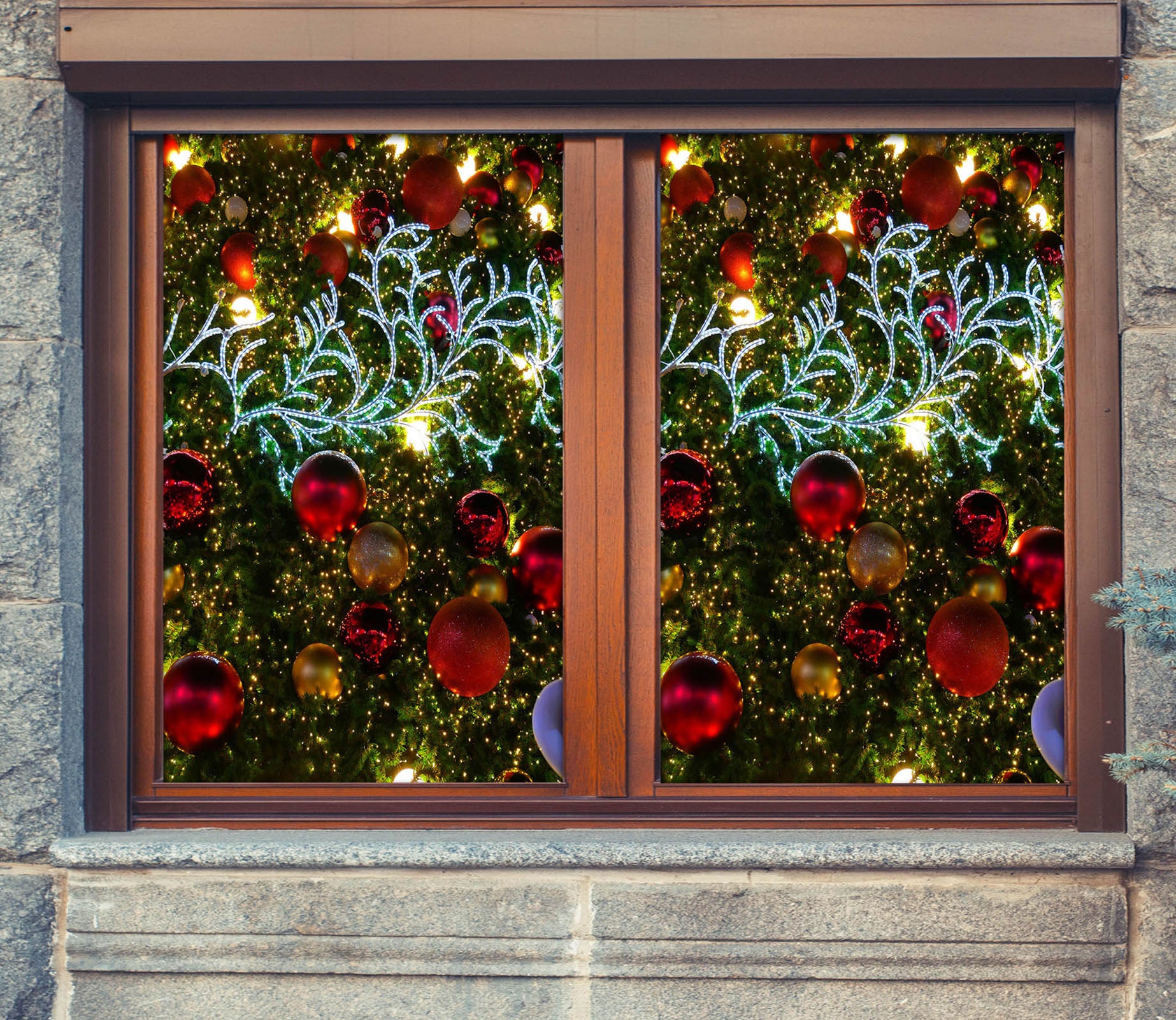 3D Red Ball Pendant 43008 Christmas Window Film Print Sticker Cling Stained Glass Xmas