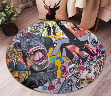 3D Orangutan 72280 Round Non Slip Rug Mat