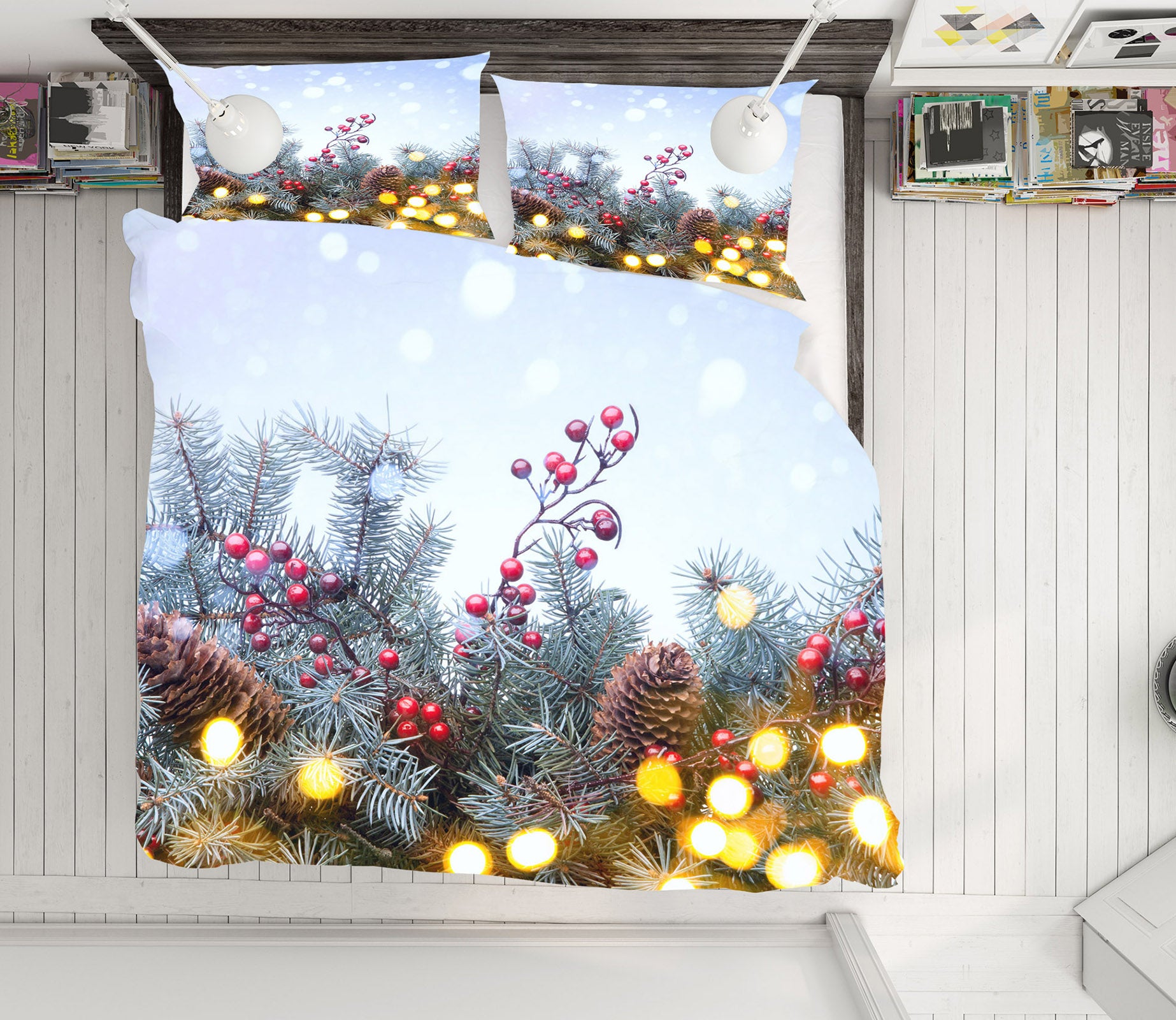 3D Branches Pine Cones 51087 Christmas Quilt Duvet Cover Xmas Bed Pillowcases