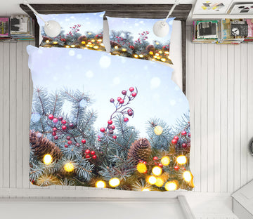 3D Branches Pine Cones 51087 Christmas Quilt Duvet Cover Xmas Bed Pillowcases